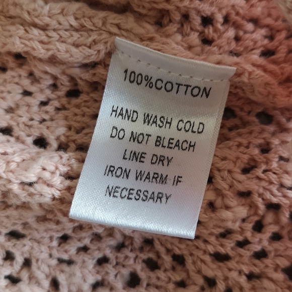 Mittoshop Pink Loose Knit Cotton Rolled Hem Long Sleeve Sweater Sz M Boutique - Picture 14 of 15